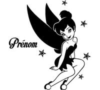 Sticker prénom personnalisable Petite fée entourée d'étoiles