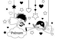 Sticker prénom personnalisable petits anges musiciens