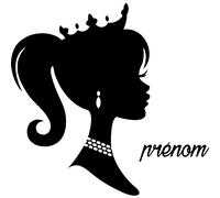 Sticker prénom personnalisable Profil de princesse