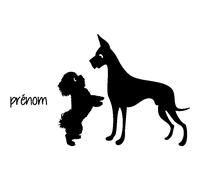 Sticker prénom personnalisable Rencontre entre chiens