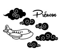 Sticker prénom personnalisable Un avion dans les nuages