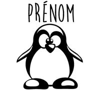 Sticker prénom personnalisé adorable petit pingouin