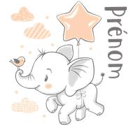 Sticker prénom personnalisé bébé éléphant rêveur