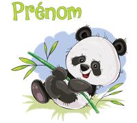 Sticker prénom personnalisé bébé panda et son bambou