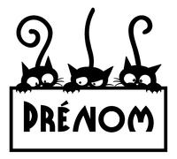 Sticker prénom personnalisé Chats curieux