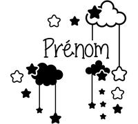 Sticker prénom personnalisé Ciel étoilé entre les nuages