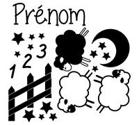 Sticker prénom personnalisé compte les moutons