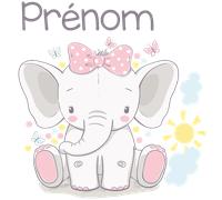 Sticker prénom personnalisé éléphant au soleil