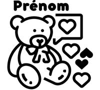 Sticker prénom personnalisé ourson amoureux