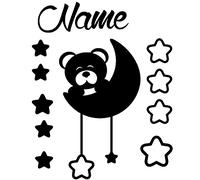 Sticker prénom personnalisé Ourson avec les étoiles