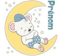 Sticker prénom personnalisé ourson sur la lune