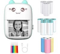 Sticker Printer,Wireless Pocket Bluetooth Inkless Thermal Printer,Mini Photo Printer for Logo Printing,Notes,Journal,List,Memo (Including 13 Rolls of