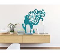 Sticker Profil Femme Fleur - Nombreuses tailles et couleurs disponibles