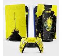 Sticker PS 5 Cyber Punk Style, Autocollant PS 5, Console et Manette, Edition Standard Disque, Skin V (1 Manette)