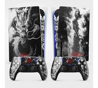 Sticker PS 5 Guerrier Dragon, Autocollant pour PS 5 Manga, Console et Manette, Edition Standard Disque, Skin Guerrier PS 5 (2 Manettes)