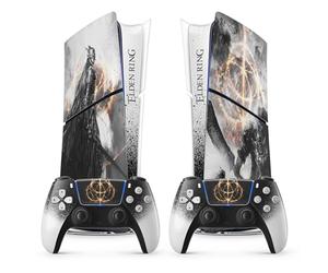 Sticker PS5 Cercle d'Elden, Autocollant PlayStation 5, Console et Manette, Edition Slim Digital, Skin MALENIA (2 Manettes)