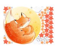 Sticker renard rêveur + 50 étoiles