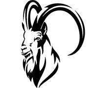 Sticker Silhouette bouc avec de grandes cornes