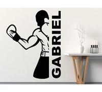 Sticker Silhouette Boxeur avec Texte personnalisé - Nombreuses tailles et couleurs disponibles