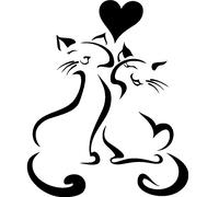Sticker Silhouette couple de chats