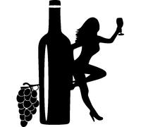 Sticker silhouette de femme avec une bouteille de vin