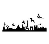 Sticker skyline oiseaux survolant Paris