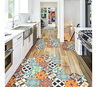 10 Stickers Sol 20x18cm hexagone azulejos anti-dérapant | Stickers Adhésifs Carrelages Hexagones sol résistant à l'eau | Autocollant Carreaux de ciment revêtement sol - Carrelage adhésif pour sol