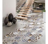 Sticker Sol Carreaux de Ciment azulejos avec laminat de Protection en Plastique| Stickers Adhésifs Carrelages Hexagones Sol résistant à l'eau - Carrelage adhésif pour Sol - 20x18cm - 10 pièces