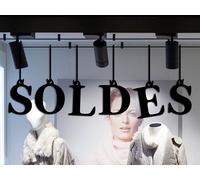 Sticker Soldes Lettres suspendues 2 - Nombreuses tailles et couleurs disponibles