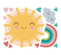 Sticker soleil amoureux de l'arc en ciel