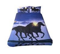 Sticker superb 1 Personne 3D Cheval Animal Housse de Couette avec Taie d'oreiller, 140x200cm Enfant Coton Parures de Lit pour Homme Dame (Animal Cheval 3)