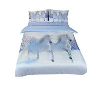 Sticker superb 1 Personne 3D Cheval Animal Housse de Couette avec Taie d'oreiller, 140x200cm Enfant Coton Parures de Lit pour Homme Dame (Animal Cheval 5)