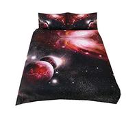 Sticker superb 140x200cm Rouge Noir Housse de Couette avec Taie d'oreiller, Mystère Galaxie Femme Homme Bambin Parures de Lit (Rouge Galaxie, 140_x_200_cm)