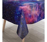Sticker Superb 3D Bleu Mauve Noir Galaxie Star Cosmos Nappe Rectangle, Anti Tache Lavable Nappe Polyvalente, Nappe Utilisé Salle à Manger/Jardin Microfibre Lavable (Multicolore 5,100x140cm)