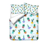 Sticker Superb. 3D Fleur Train Paysage Violet Galaxie Cosmos Housse de Couette avec Fermeture éclair, Catoon Cactus Bohême Plume Parures de Lit Polyester Microfibre (Bleu,220 x 240cm)