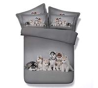 Sticker superb 3D Husky Warm Housse de Couette avec Fermeture éclair, Adolescent Fille Belle Husky 200X200cm Housse de Literie Hiver Été Housse de Couette Noël Hiver (Husky, 200x200cm)