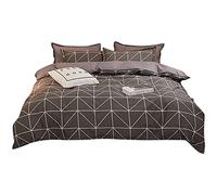 Sticker Superb 3D Léopard Ananas Autobus Housse de Couette et Taie d'oreiller, Housse de Couette avec Fermeture éclair Microfibre,Géométrique Noir Vichy Parure de Lit Bedding Set (Gris, 200_x_200_cm)