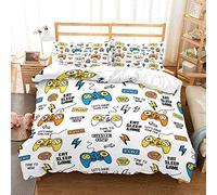 Sticker Superb 3D Manette de Jeu Jeu vidéo Homme Jeunesse Noir Sets de Housses de Couettes Parure de Lit Housse de Couette et Taies d'oreiller pour Lit 1/2 Personne (Multicolore 4,200 x 200cm)