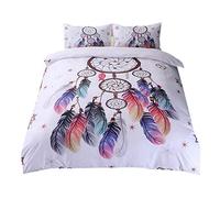 Sticker superb Attrapeur Rêves Tribal Noir Violet Gris Plume Housse de Couette avec Fermeture éclair, Magnifique Étoile Homme Femme Bohême Parures de Lit Polyester (220x240cm)