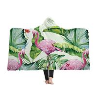 Sticker Superb Couverture à Capuche en Peluche Super Douce Couverture en Laine Bohémien Convenant Adultes Enfants pour un Canapé/Lit/Loisirs/Camping en Plein Air (60"x80", Flamingo)