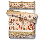 Sticker Superb Ensemble de Parures de Lit égyptienne King 220x240 cm Housse de Couette Ancienne Civilisation égyptienne Housse de Couette Textiles Africain Literie Ensemble (220_x_240_cm)