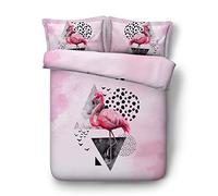 Sticker superb Forêt Vert Feuille Housse de Couette Bambin Fille, Rose Flamant Coton 140x200cm Parures de Lit avec Taie d'oreiller Automne Hiver (Rose Flamant, 140_x_200_cm)