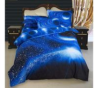 Sticker superb Housse de Couette Noire Galaxie Ensemble de Literie 2 Pièces avec Oreiller (Bleue Galaxie, 150 x 200cm)