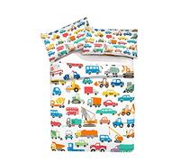 Sticker Superb Housse de Couette Tracteur Enfant 2 Personnes 220 x 240 cm Equipe de Construction de Mini Animaux Voiture Avion Dinosaure Taie d'oreiller Parures de Lit (Modèle 3, 220_x_240_cm)