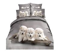 Sticker superb Luxe 3D Trois Chiens Housse de Couette 2 Pièces Ensemble de Literie 1 Person avec Fermeture éclair (Trois Chiens, 135 x 200cm)