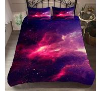 Mystère Bleu Noir Violet Cosmos Galaxie Star Housse de Couette Homme Femme, Cosmos Planète Star Parures de Lit Housse de Couette avec Taie d'oreiller (Violet,200 x 200cm)