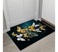 Sticker Superb. Or Bleu Noir Papillon Ginkgo Biloba Paillasson Intérieur Tapis de Bain Antidérapant Tapis de Cuisine Rectangulaire Absorbant l'eau Antisalissure de Sol (Multicolor 3, 50_x_80_cm)