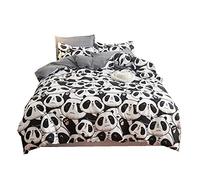 Sticker Superb Parure de Lit 1 Personne Enfant Fille Garçon 3Pcs Animal Graffiti Imprimé Réversible Housse de Couette Microfibre Panda Noir et Blanc avec 2 Taies d'oreiller (3Pcs 150x200 cm)