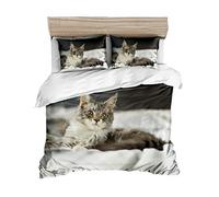 Sticker Superb Parure de Lit 2 Personnes 3D Motif Animal Conception Literie Ensemble 3 Pièces Double Literie Housse de Couette Automne Chat et Chien Motif Housse de Couette (# Cat 5, 200_x_200_cm)
