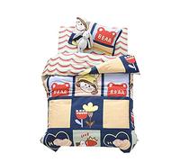 Sticker Superb Parure de Lit Animal Lion Dinosaure Fusée Galaxie Auto- Housse de Couette 120x150 cm + Taie d'oreiller 30x50cm + Drap-Housse 60x135cm, Coton Housse de Couette Enfant (Bleu 5)